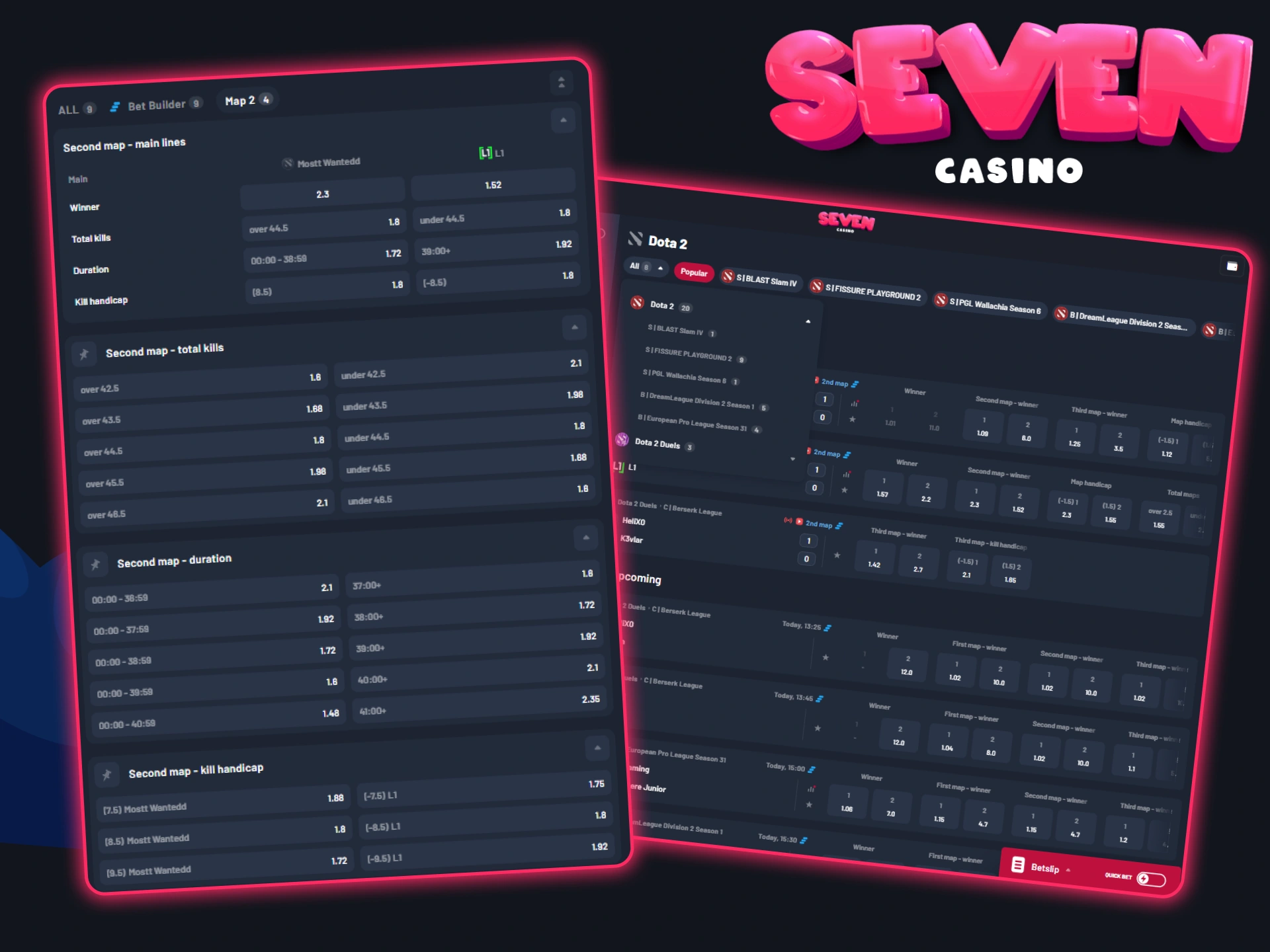 Choisissez vos gagnants dans les tournois Dota2 au Seven Casino.