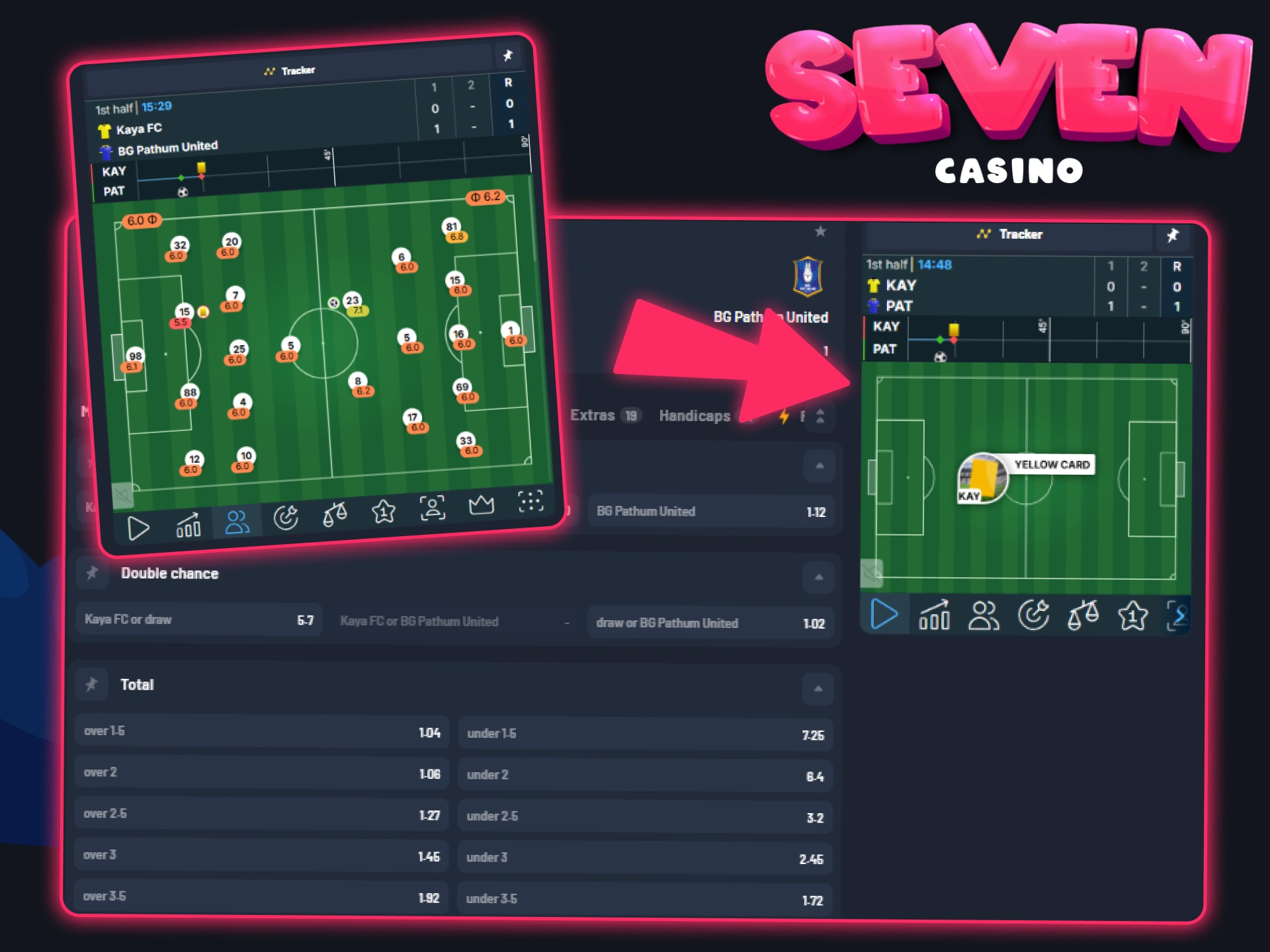 Suivez l'évolution des cotes en temps réel pour réussir vos paris sur Seven Casino.