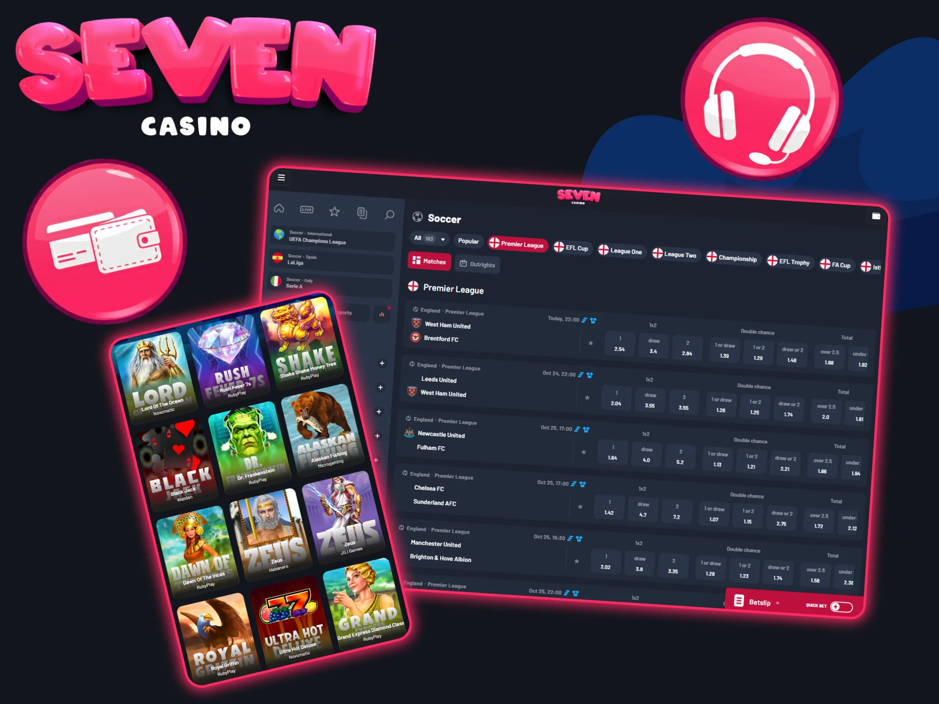 Plus de 2000 jeux de casino, retraits rapides et assistance 24/7 sur Seven Casino.