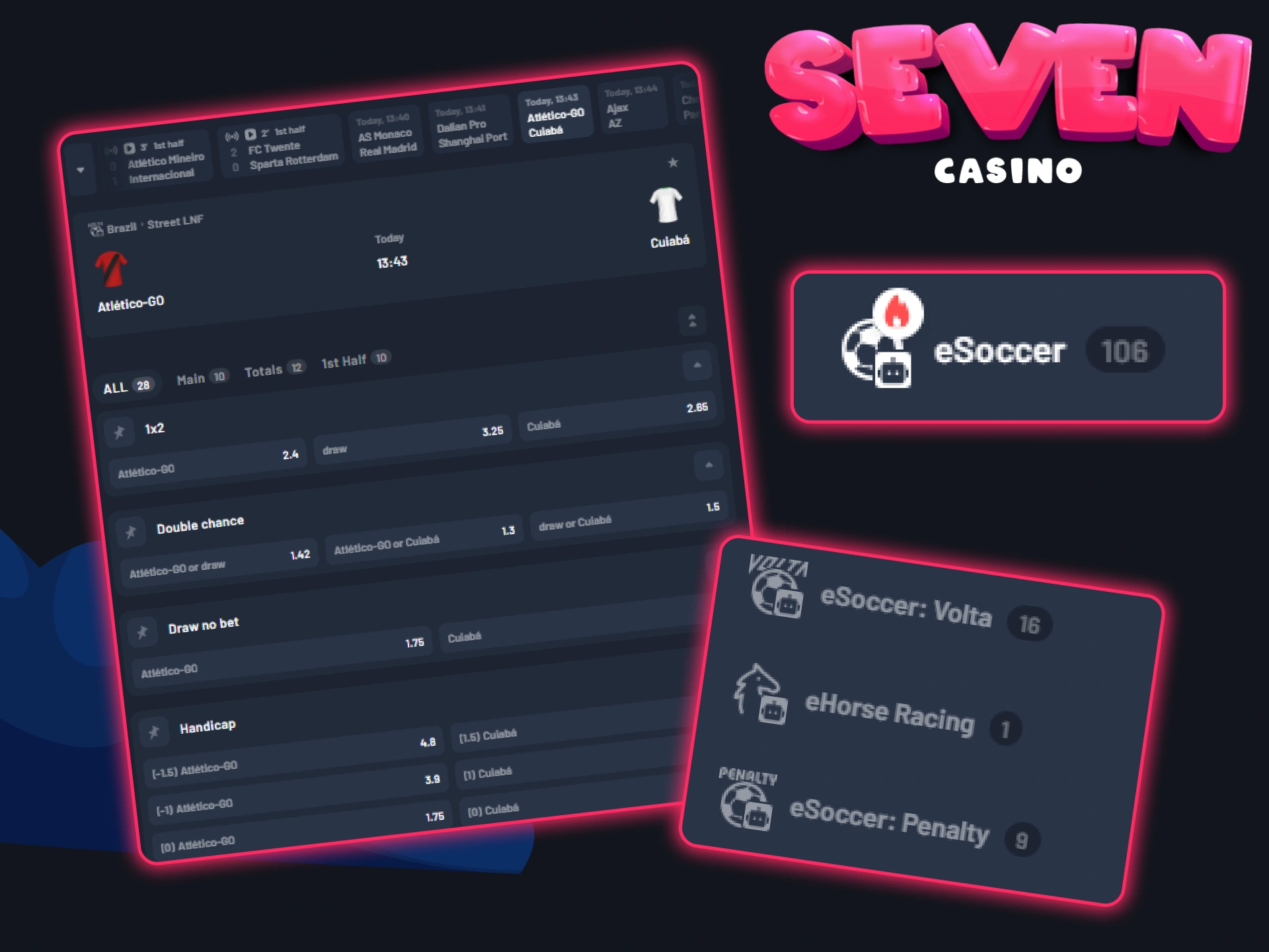 Pariez à tout moment sur différents types de sports virtuels au Seven Casino.