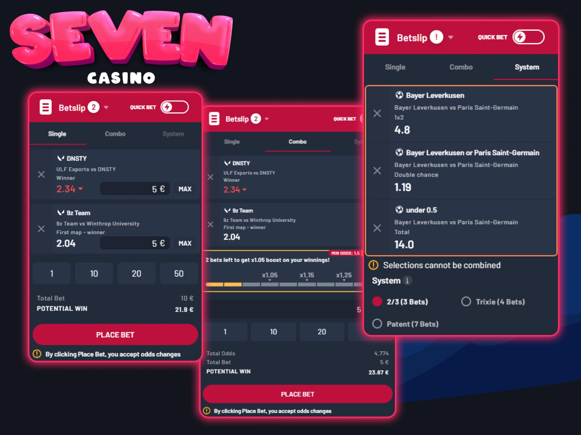 Choisissez le type de pari adapté à la situation sur Seven Casino.