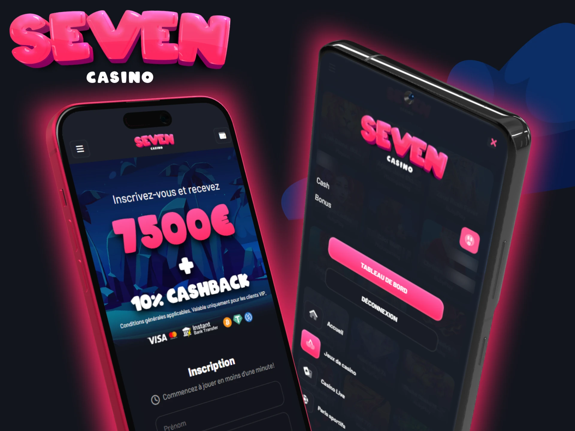 Le site mobile officiel de Seven Casino dispose de toutes les fonctionnalités nécessaires et présente un design épuré et convivial.