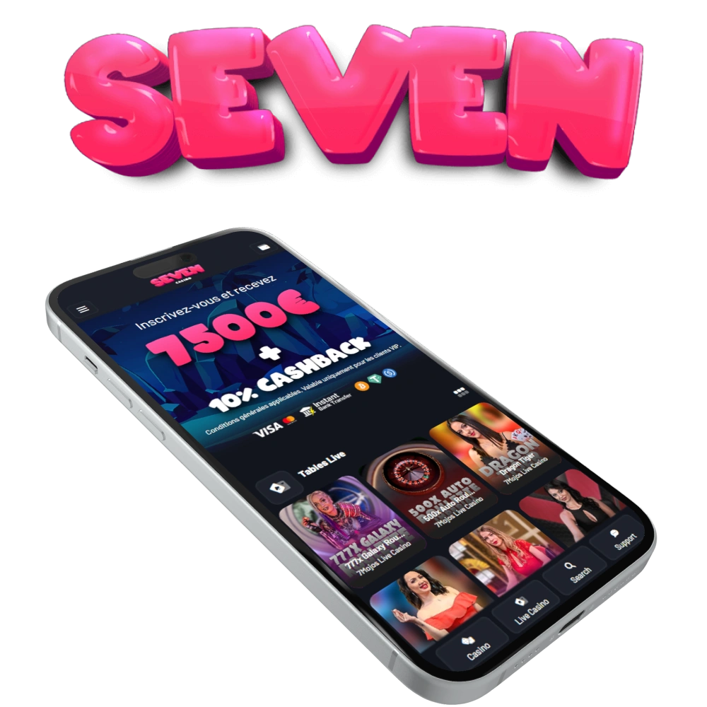 Vous pouvez jouer au Seven Casino via des applications mobiles sur Android et iOS ou via un navigateur mobile.