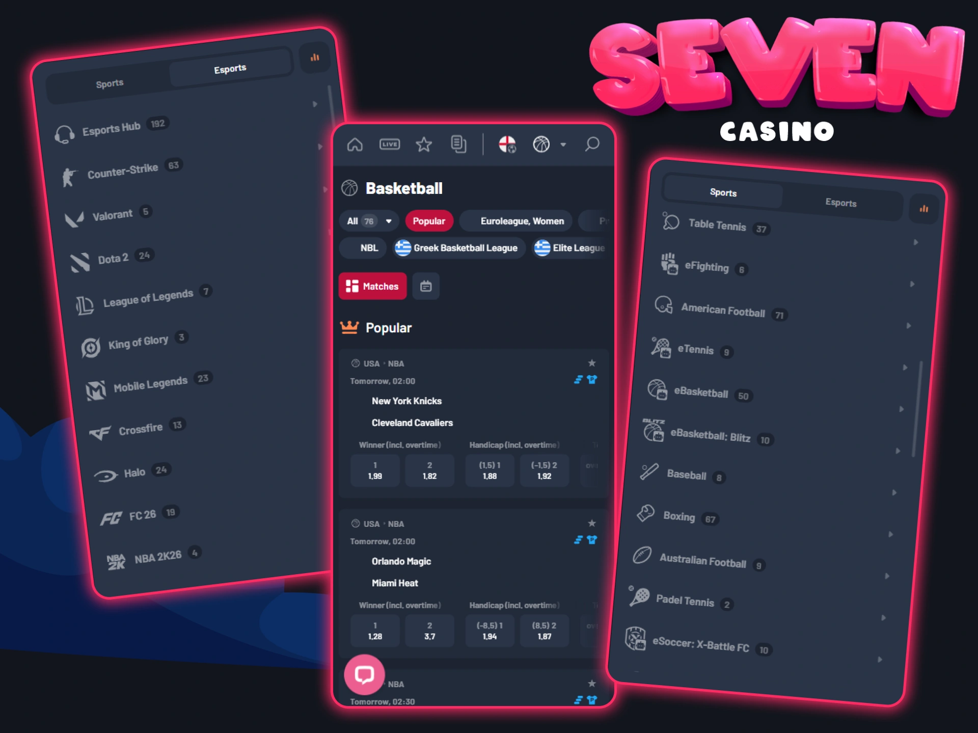 La version mobile de Seven Casino propose une large gamme de sports, plusieurs options de paris et un suivi des matchs en direct.