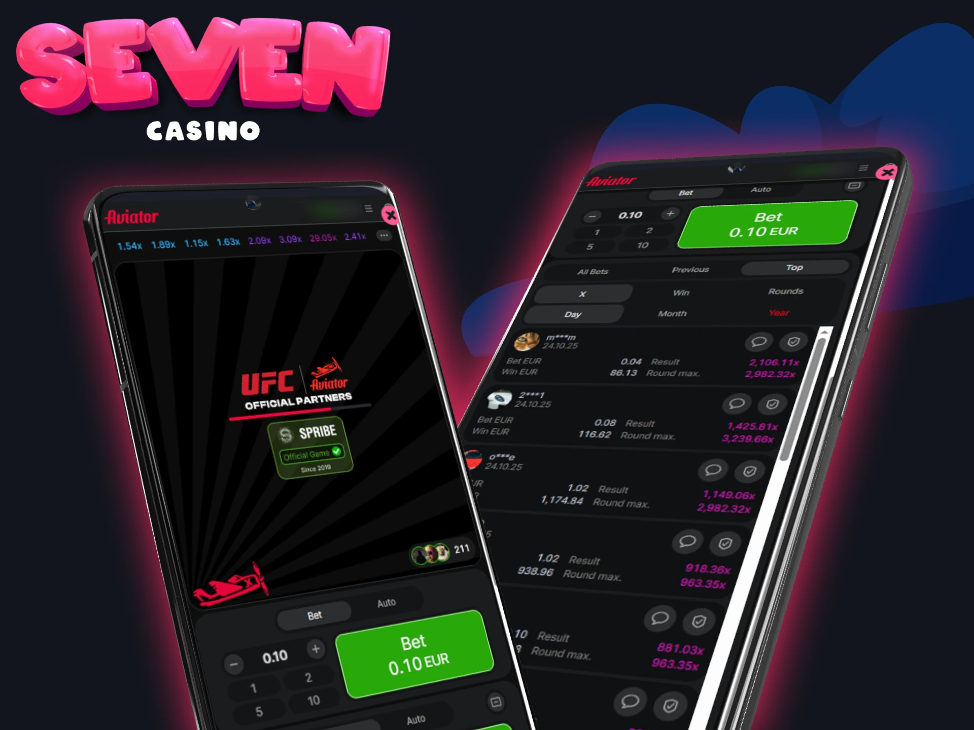 Vous pouvez jouer à Aviator sur Seven Casino depuis votre smartphone.
