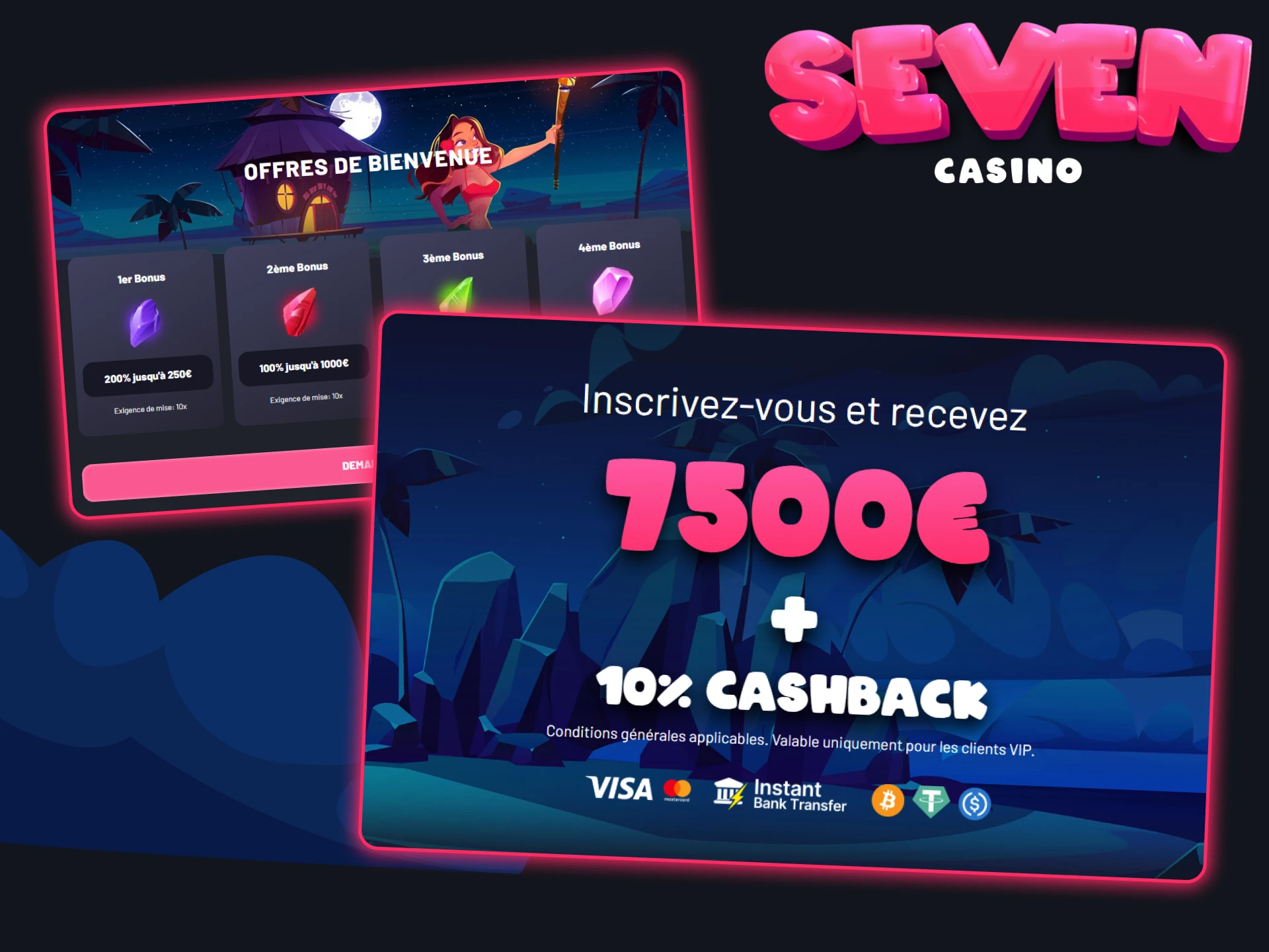 Utiliser les bonus de bienvenue et le cashback pour jouer à Aviator sur Seven Casino.