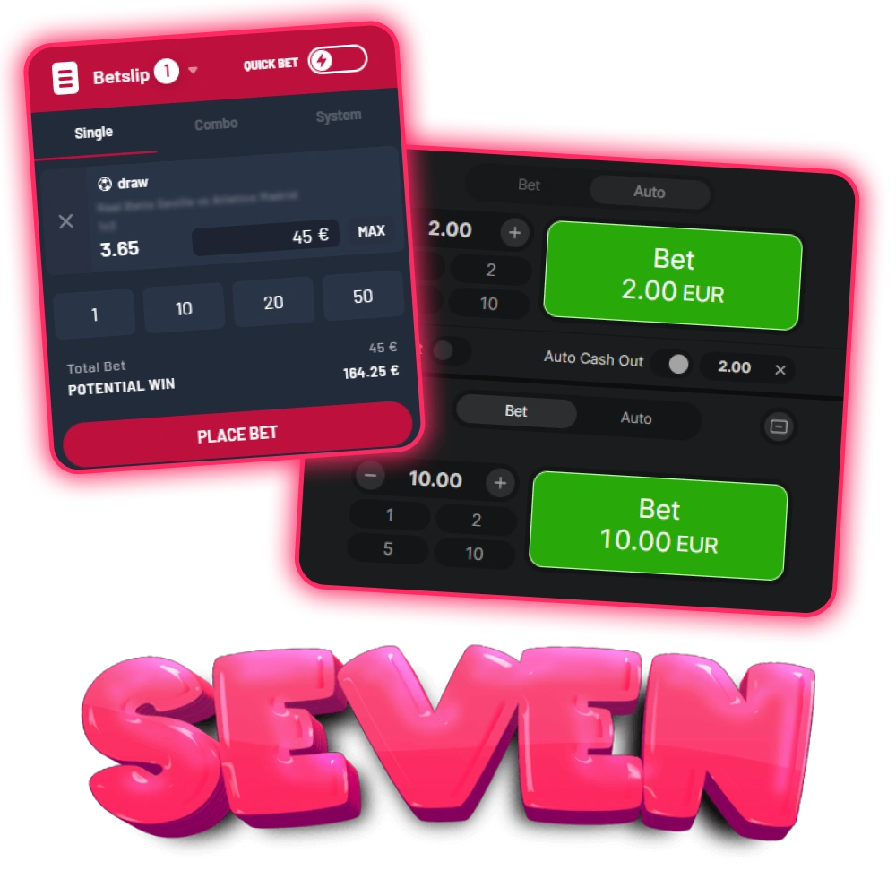 Placez vos paris et jouez à des jeux de casino sur Seven Casino.