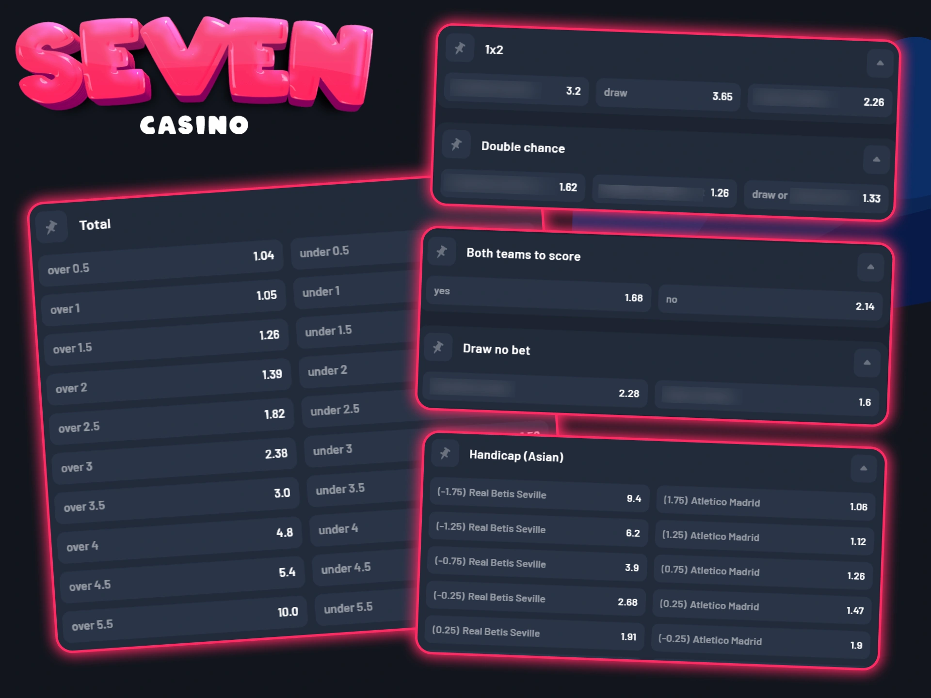 Seven Casino propose une vaste sélection de résultats de paris, variant en fonction du sport et de la compétition.