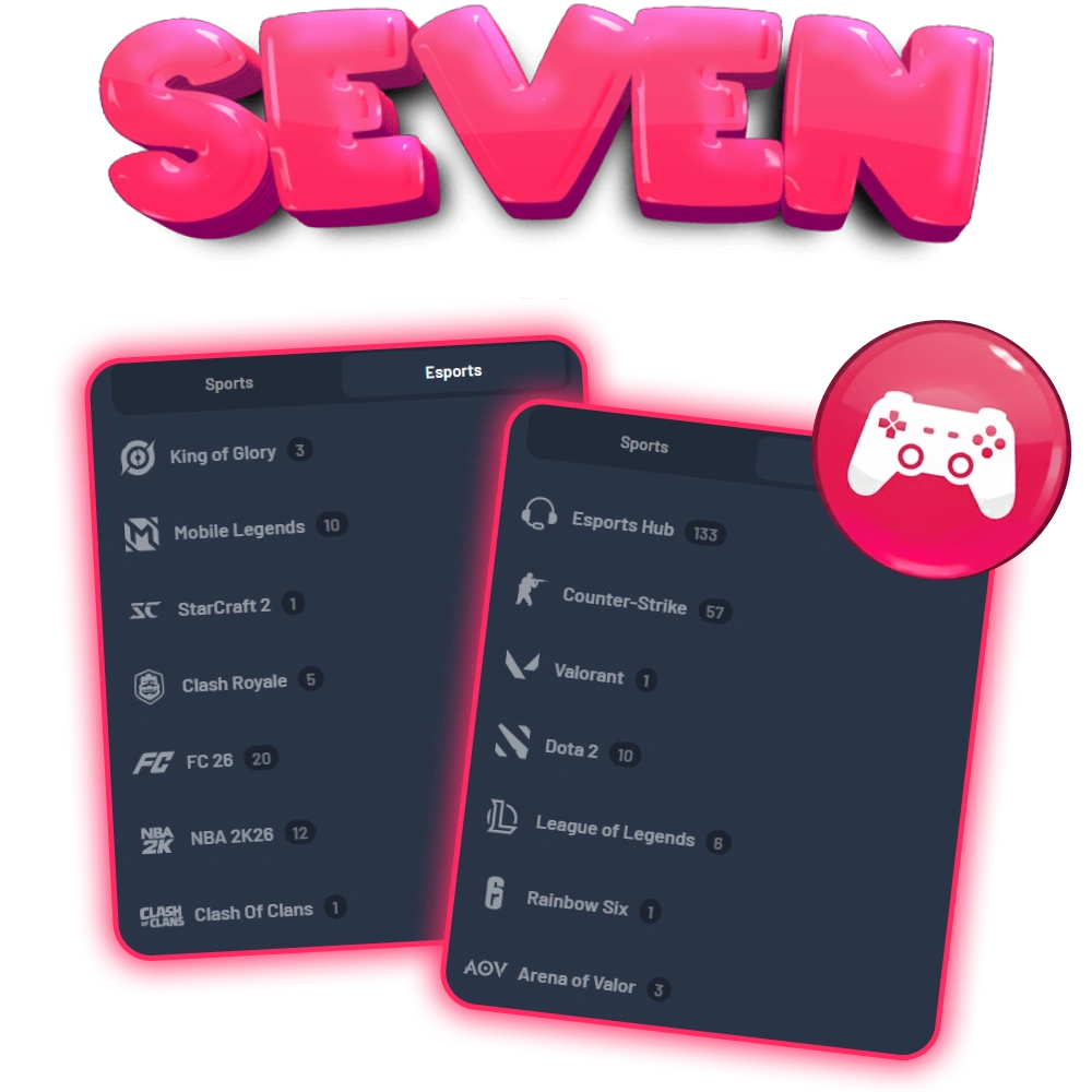 Placez vos paris sur les meilleurs tournois eSports sur Seven Casino.