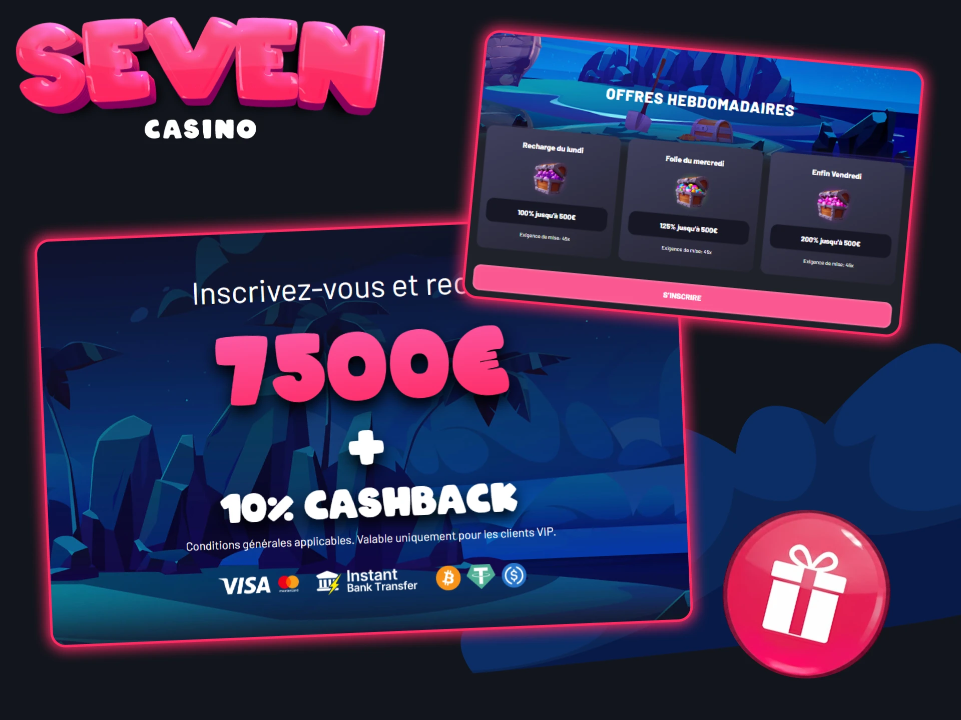 Respectez les conditions générales pour recevoir tous les bonus de Seven Casino.