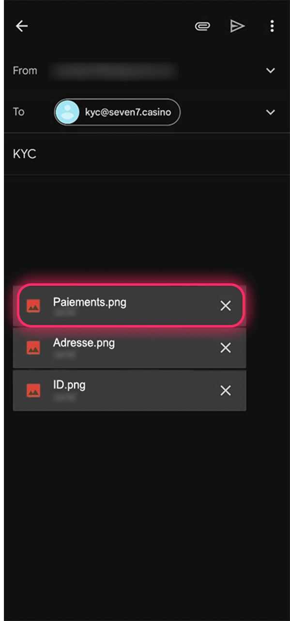 Veuillez envoyer un courriel à Seven Casino pour vérifier votre identité, en joignant une photo nette de votre relevé bancaire.