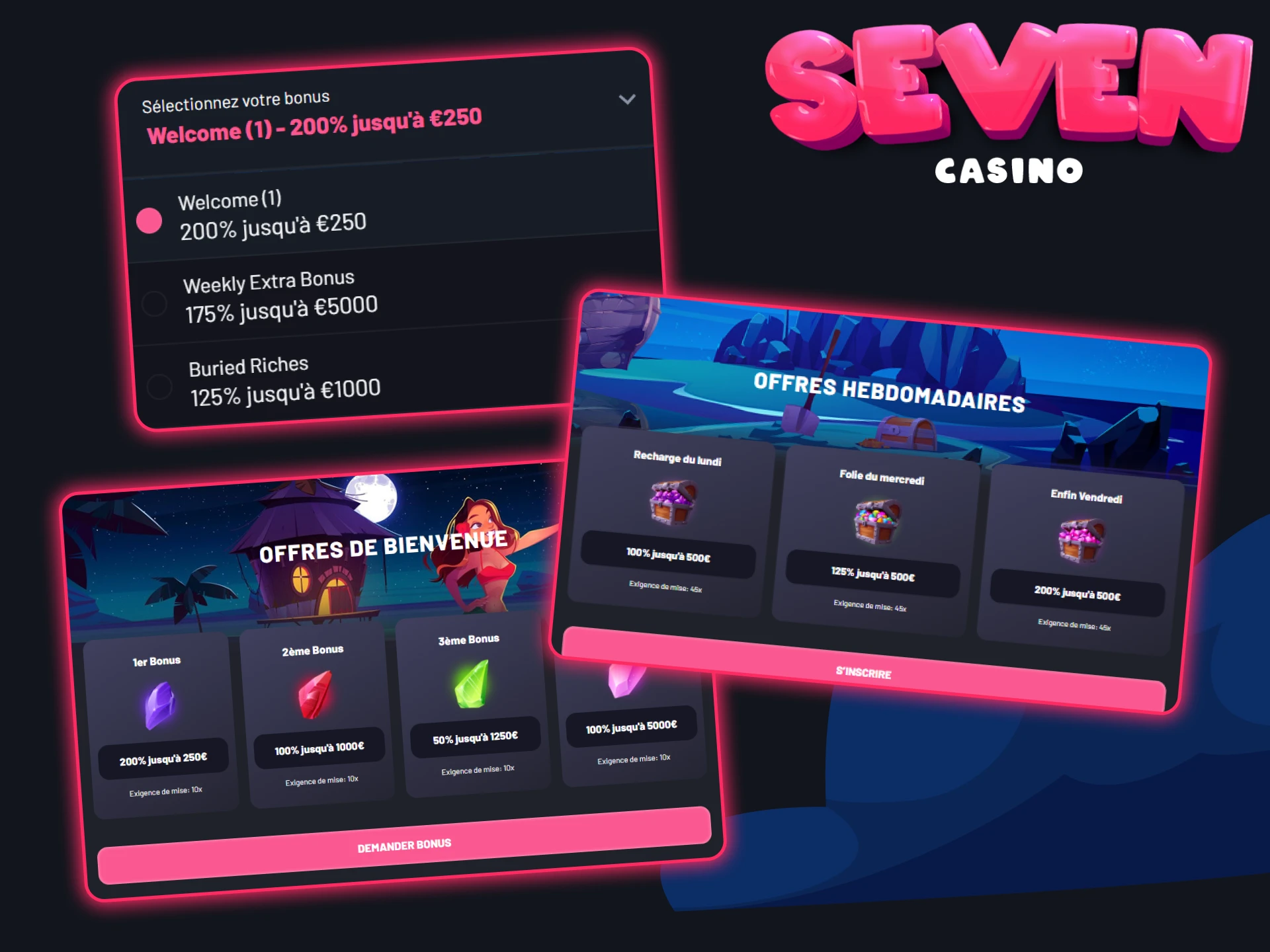 Augmentez vos gains aux jeux grâce à une variété de bonus offerts par Seven Casino.