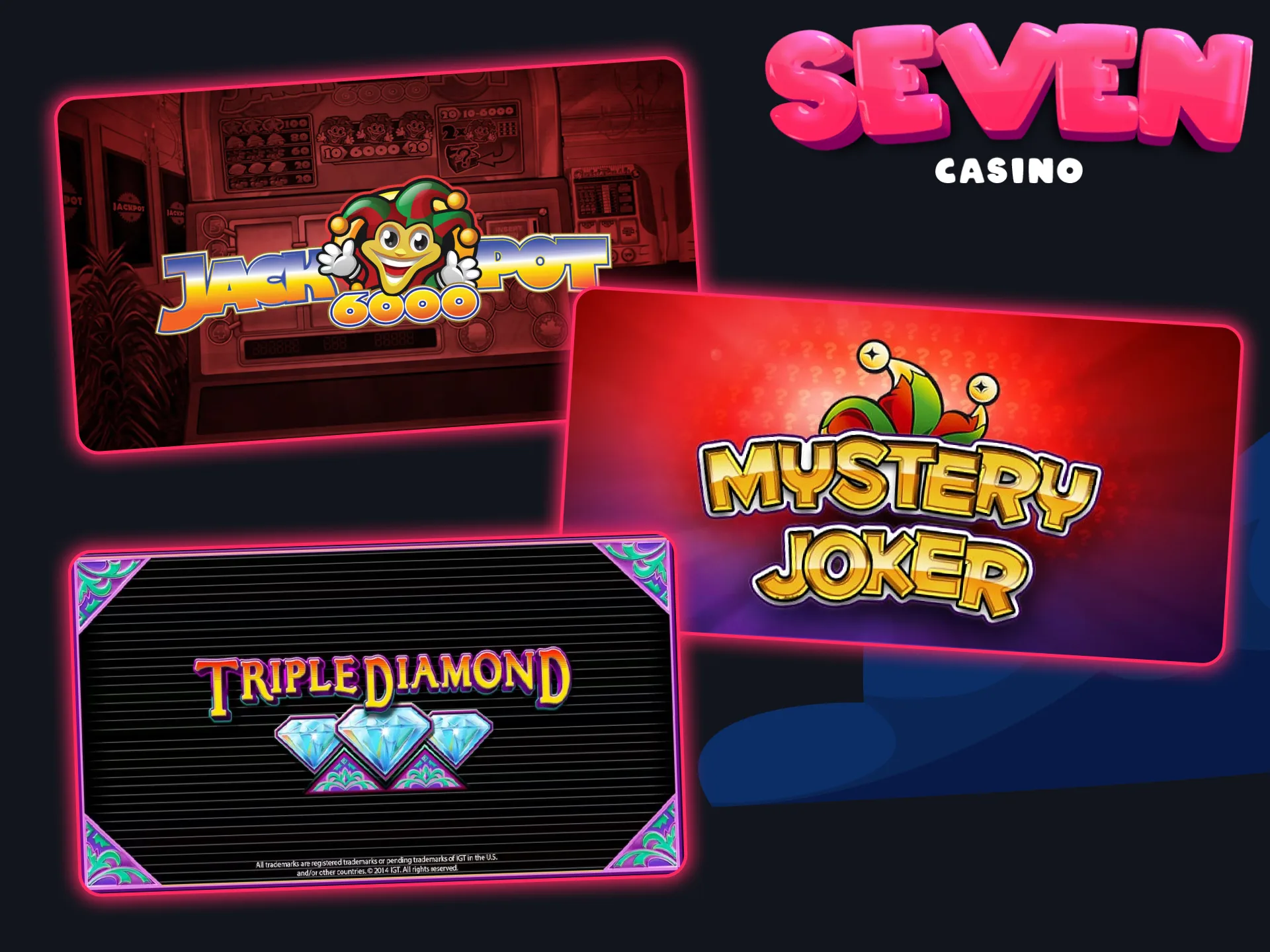 Jouez aux jeux classiques populaires sur le site officiel ou dans l'application Seven Casino.